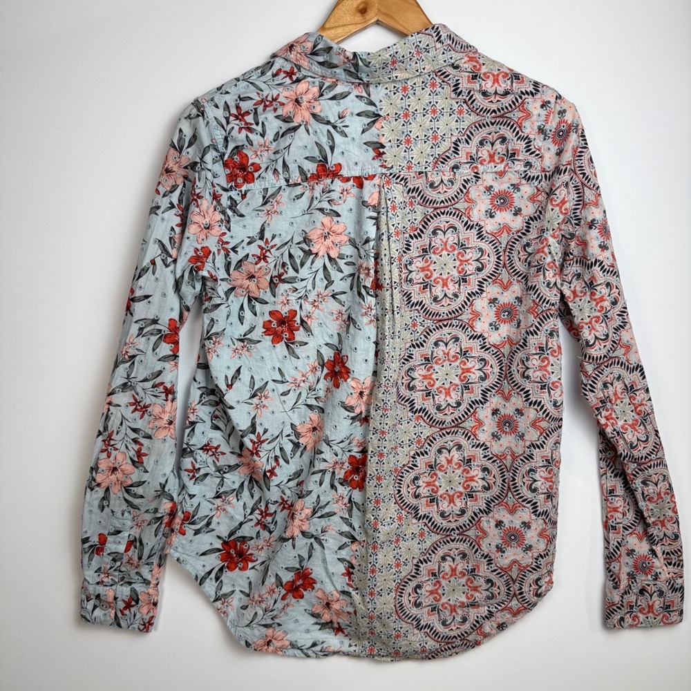 Sundance Floral Medallion Embroidered Long Sleeve Button Up Shirt Small Eyelet - Picture 2 of 10